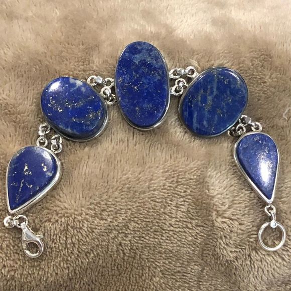 Southwestern Lapis Lazuli Sterling Silver Bracelet - Picture 1 of 15